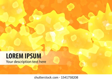 Orange background with different spots. Colorful digital graphic background composition with gradient effect. Microspace vector illustration. For covers, business card, posters or presentations