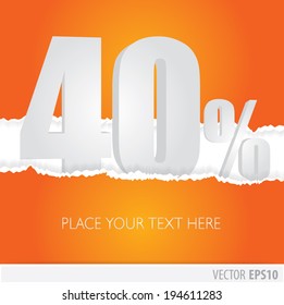 Orange background and with a discount of 40 percent