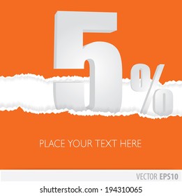 Orange background and with a discount of 5 percent .