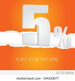Orange background and with a discount of 5 percent .