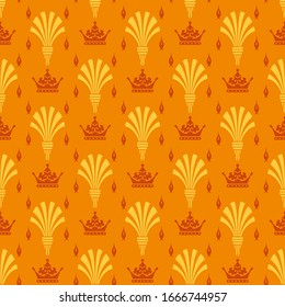 orange background with floral pattern in Asian style vector graphics