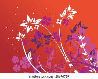 orange background with flower design