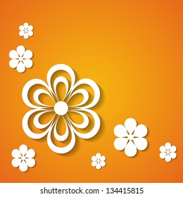 orange background with flowers