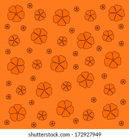 Orange background with flowers.