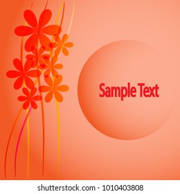 Orange background with orange flowers and a circle for the text