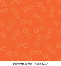 Fondo naranja con gafas. Esbozo escolar sin problemas. Ilustración vectorial de corte