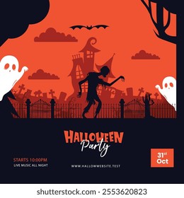 Orange background Halloween banner template