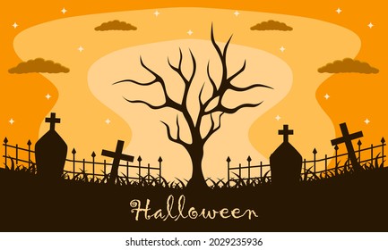 orange background halloween day greeting design.
