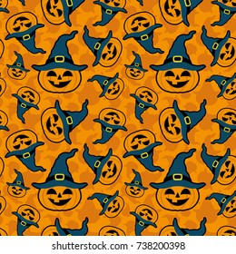 Orange background with Halloween pumpkin.
