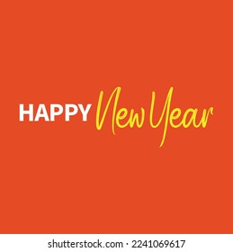 orangefarbener Hintergrund - Frohes Neujahr - Typografie-Schriftart 