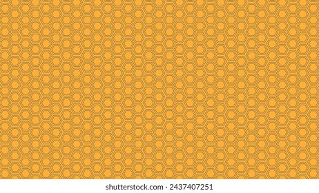 Orange background hexagon honeycomb seamless pattern. Seamless pattern of the hexagonal net