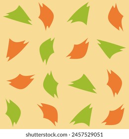 Ilustración de fondo naranja con patrón de flecha transparente multicolor