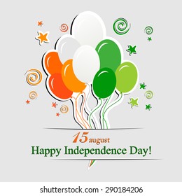 Orange background for Indian Independence Day with text 15 August, balloon and place for your text. vector illustration 