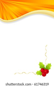 Orange background for letters with new year decorations. Vector illustration.