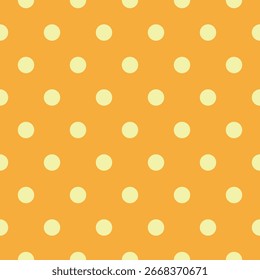 Orange background lightyellow polka dot seamless pattern