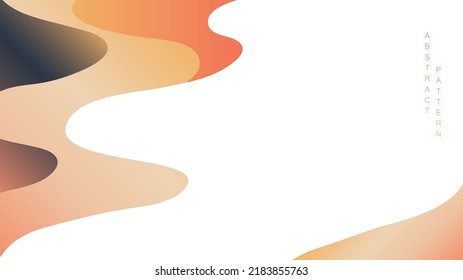 Orange background with ocean wave pattern in vintage style. Abstract art landscape art banner design with vector. Marine curve concept banner design