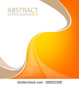 Orange background on white curve background with brown line vector abstract for text and message modern header website design 