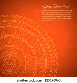 Orange background with ornaments with space for your text.