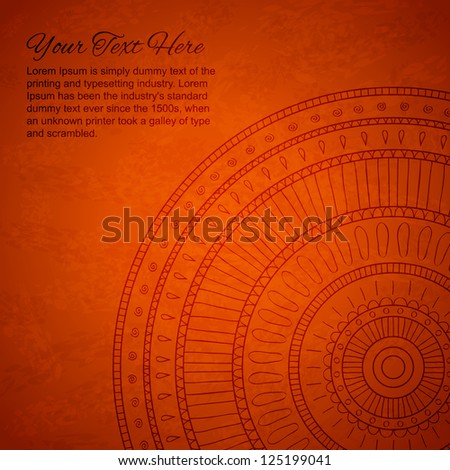 Orange background with ornaments with space for your text.