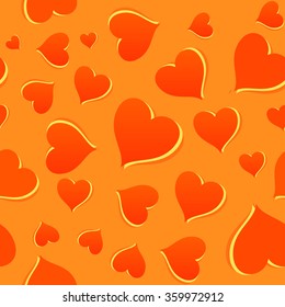 Orange Background Pattern with Hearts for Happy Valentine Day