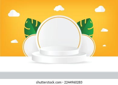 orangefarbener Hintergrund, Podium, Vektorsymbol