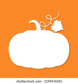 Orange background with pumpkin shape. Template for design cards and notes.