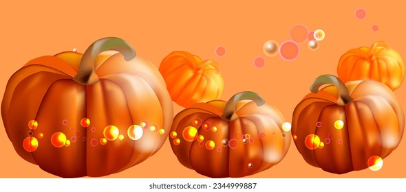 Orange background with pumpkins and sequins