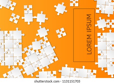 Orange Background Puzzle. Jigsaw Puzzle Banner. Template Shape. Abstract Background.
