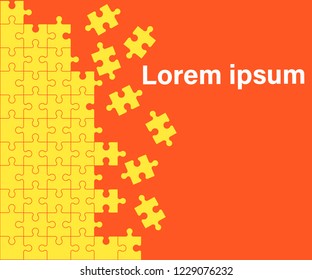 orange Background Puzzle. Jigsaw Puzzle Banner.