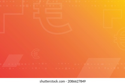 Orange background, random minimalist currency euro symbol illustration vector for logo, card, banner, web and printing.