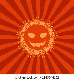 orange background with rays smiling face