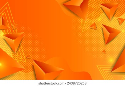 orange background with Realistic polygonal. vector illustration
