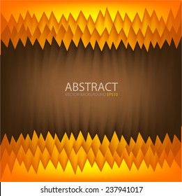 Orange background serrated sawtooth paper layer overlap with line on brown space for text and message design