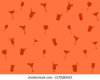 orange background with silhouettes of cocktails 