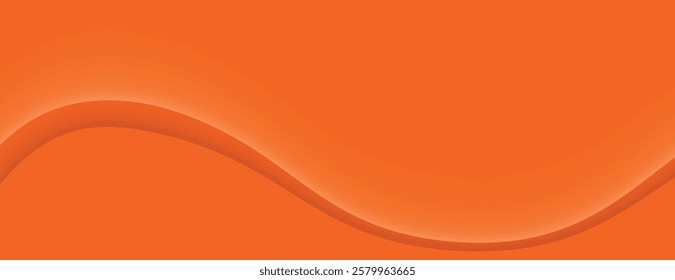 Orange background with smooth wave design. The background features a vibrant orange color and a soft gradient texture. Minimal abstract wavy gradient vector background