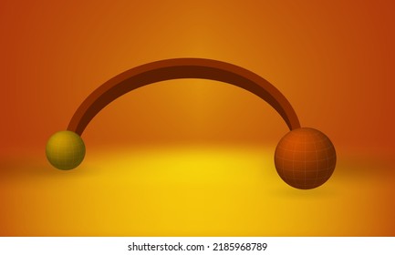 Orange background with sphere balls 3d model