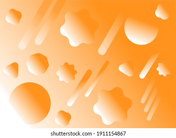 An orange background with stripes of geometric shapes