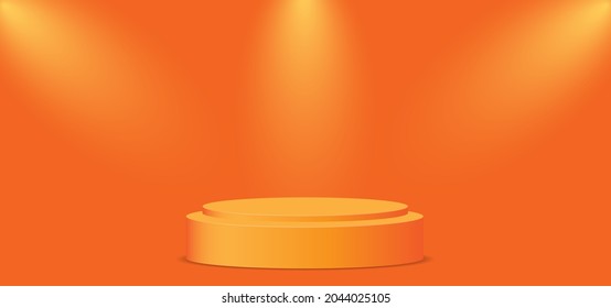 Orange background studio with modern podium decoration