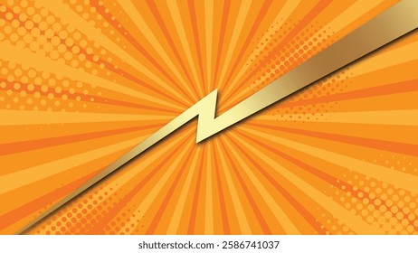 Orange background with sunburst and halftone effects is good for promotions