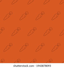 Orange Background Transparent Carrot Pattern. Vector Carrot Pattern. Orange Wallpaper.