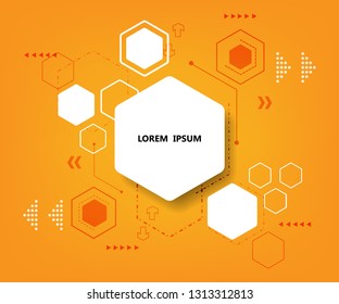 forma hexagonal geométrica del vector de fondo naranja