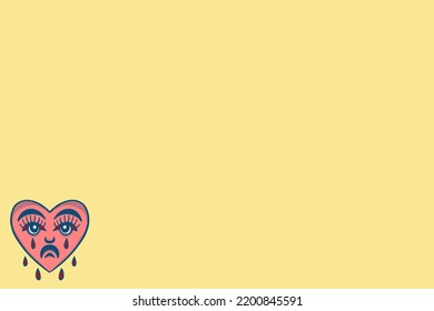 Fondo de pantalla de fondo naranja con cara de amor Ilustración cartográfica de mano vector