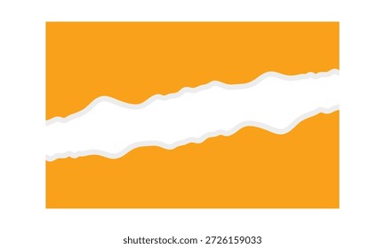 Orange background with wavy torn white strip. textured blank space for text or images. creative design.