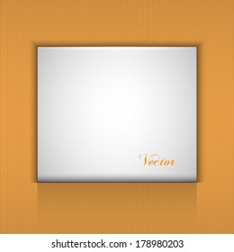 Orange background with  white sheet of paper.Vector