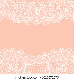 Orange background with white vintage lace borders