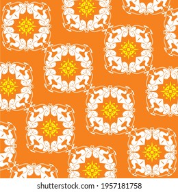 orange background with yellow tribe star and white abstract pattern