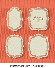 orange background with zigzag lines and silhouette set collection frame of best quality text vector illustration