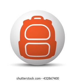 Orange Backpack icon on white ball