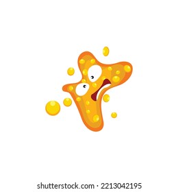 Orange Bacteria Creative Vector. Unique Vector of Bacteria. Eyes and Teeth Illustration.