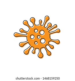 Orange Bacteria icon isolated on white background. Bacteria and germs, microorganism disease causing, cell cancer, microbe, virus, fungi.  Vector Illustration